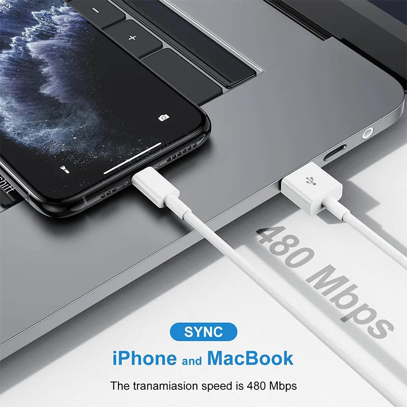 15W Fast Charging USB A Cable for iPhone 7 to 14,13,11,12 Pro Max & XR