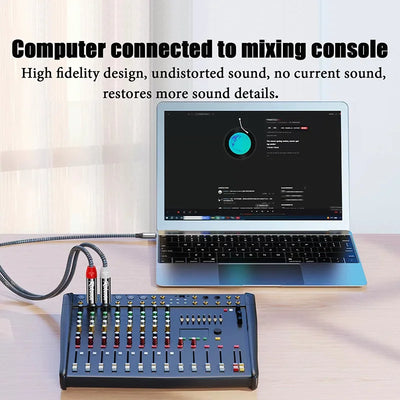 USB Type-C To Dual 6.35mm Jack 1/4 Audio Cable Y Insert Cable Splitter for iPad Laptop Mobile Phone Tablet To Speaker Mixer bass