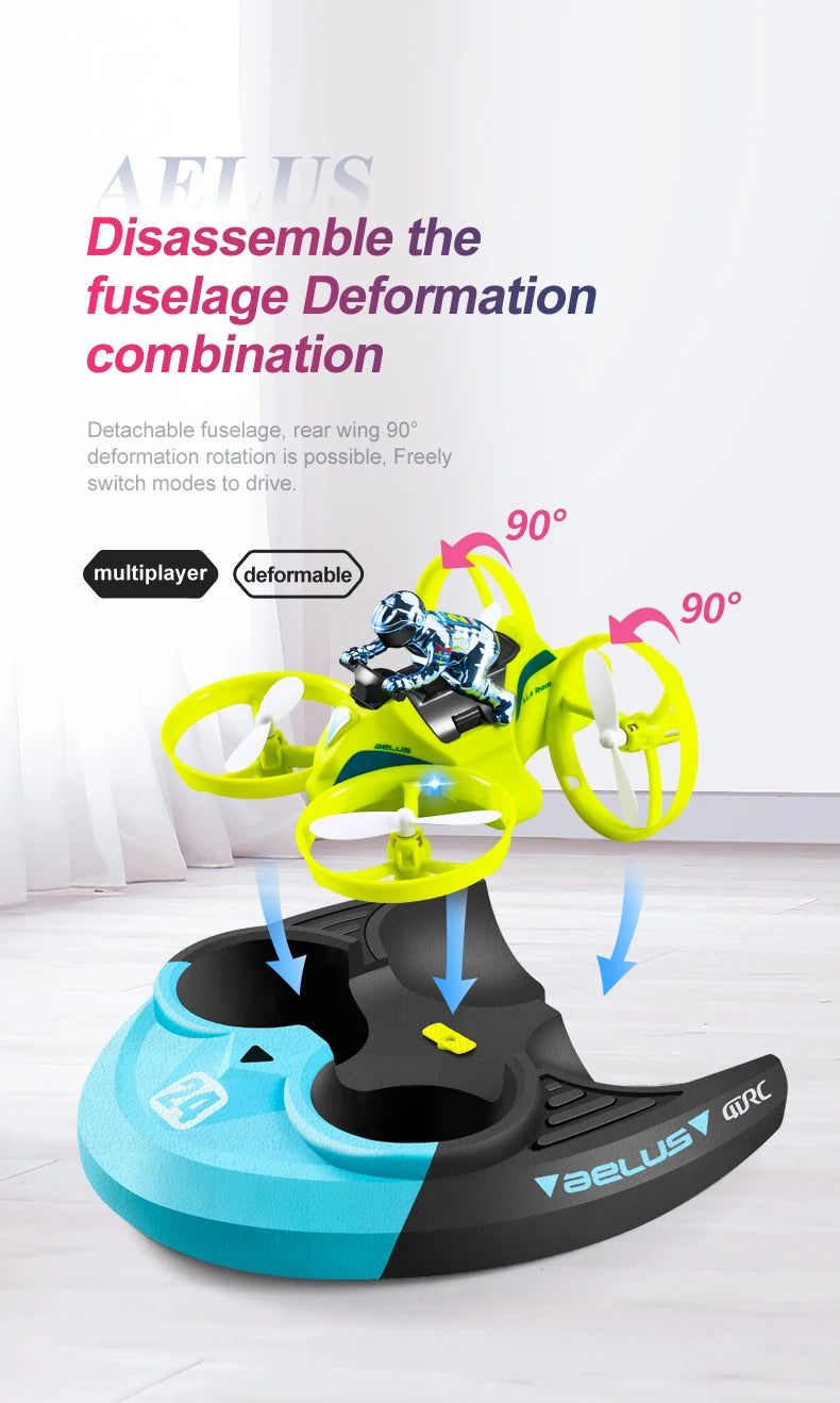 RC Mini Drone Altitude Hold Headless Mode 3 in 1 Sea Land Air Flight 2.4G 6-Axis Quadcopter Boat RC Helicopter For Kid