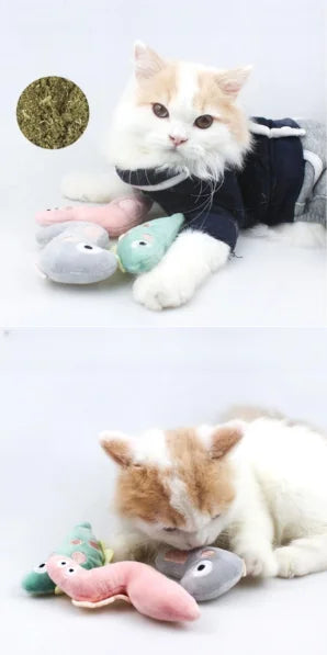 Pet Teeth Grinding and Anti Bite Toy Cartoon Plush Animal Cute Doll Self Fun and Soothing Pet Cat Toy Suitable for Home Play