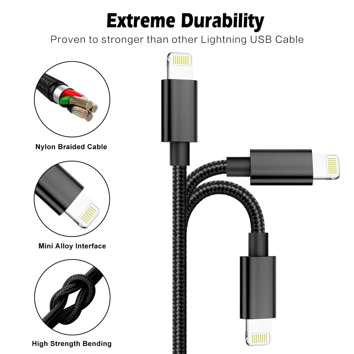 2.4A USB Cable For iPhone 13 12 11 14 Pro Max XR X XS Max 6S 6 7 8 Plus iPad iPhone Charger Fast Charging Cord Data Charger Wire