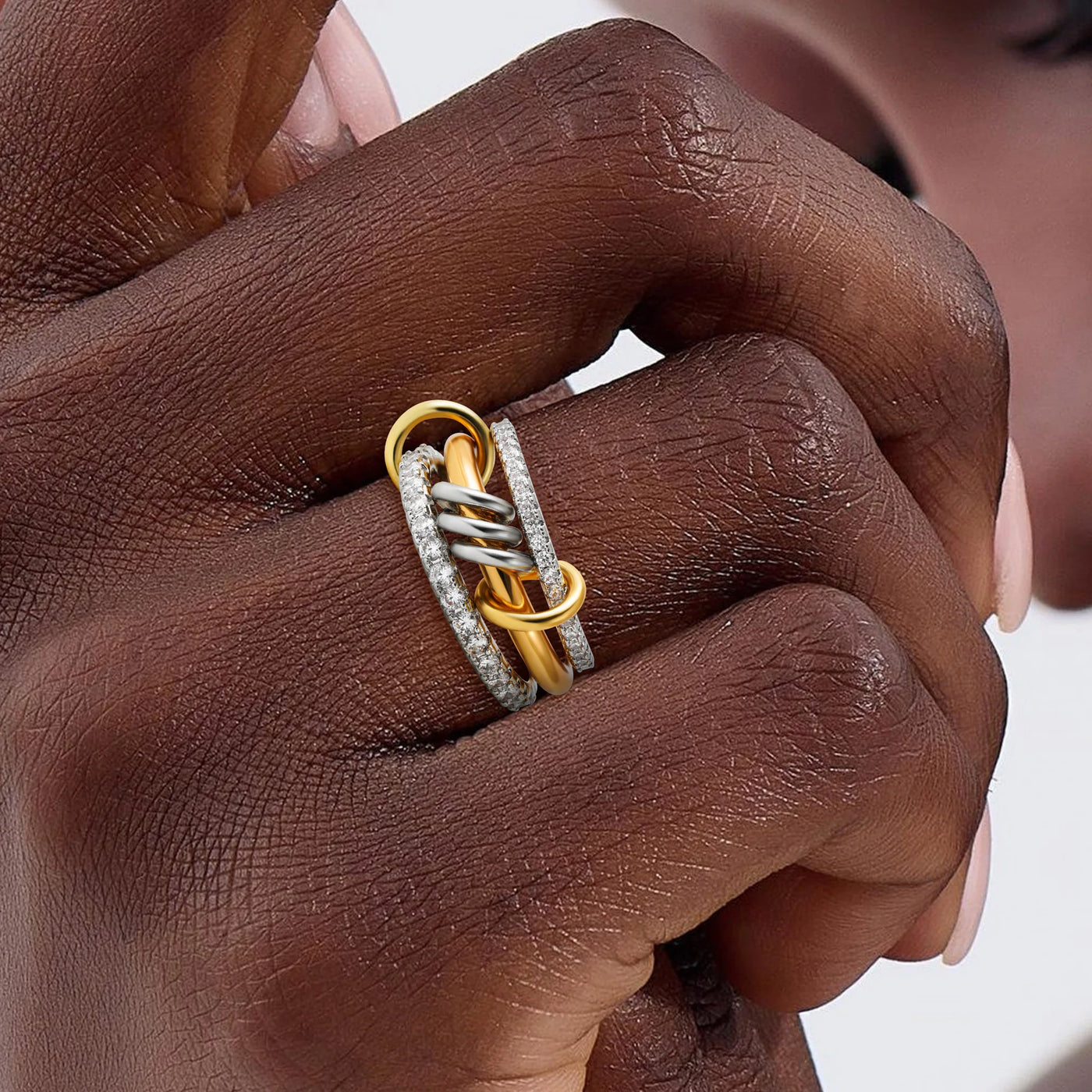 Dainty Stackable Rings for Women Luxury CZ Zircon Shiny Round Circle Ring Paper Clip Simple Combination Jewelry Gifts Wholesale