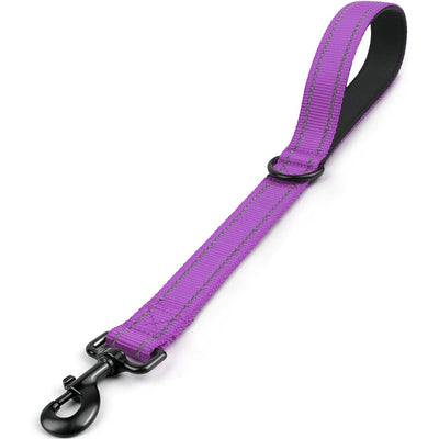 Short Dog Leash, Traffic Padded Handle, Heavy Duty Short Nylon Dog Lead For Training Control, Reflective Threads Pet Lea