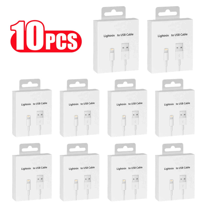10 PCS Fast Charging USB Cable for iPhone 6,7,8 Plus X XR XS, 11 12 13 14 Pro & SE