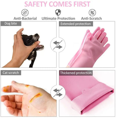 Pet Grooming Cleaning Gloves Dog Cat Bathing Shampoo Glove Scrubber Magic Dishwashing Cleanner Sponge Silicon Hair Removal Glove