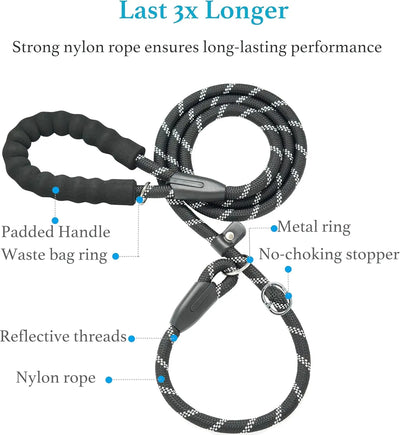 Dog leash, reflective at night, hand tight, suitable for large, medium, and small pet dogs