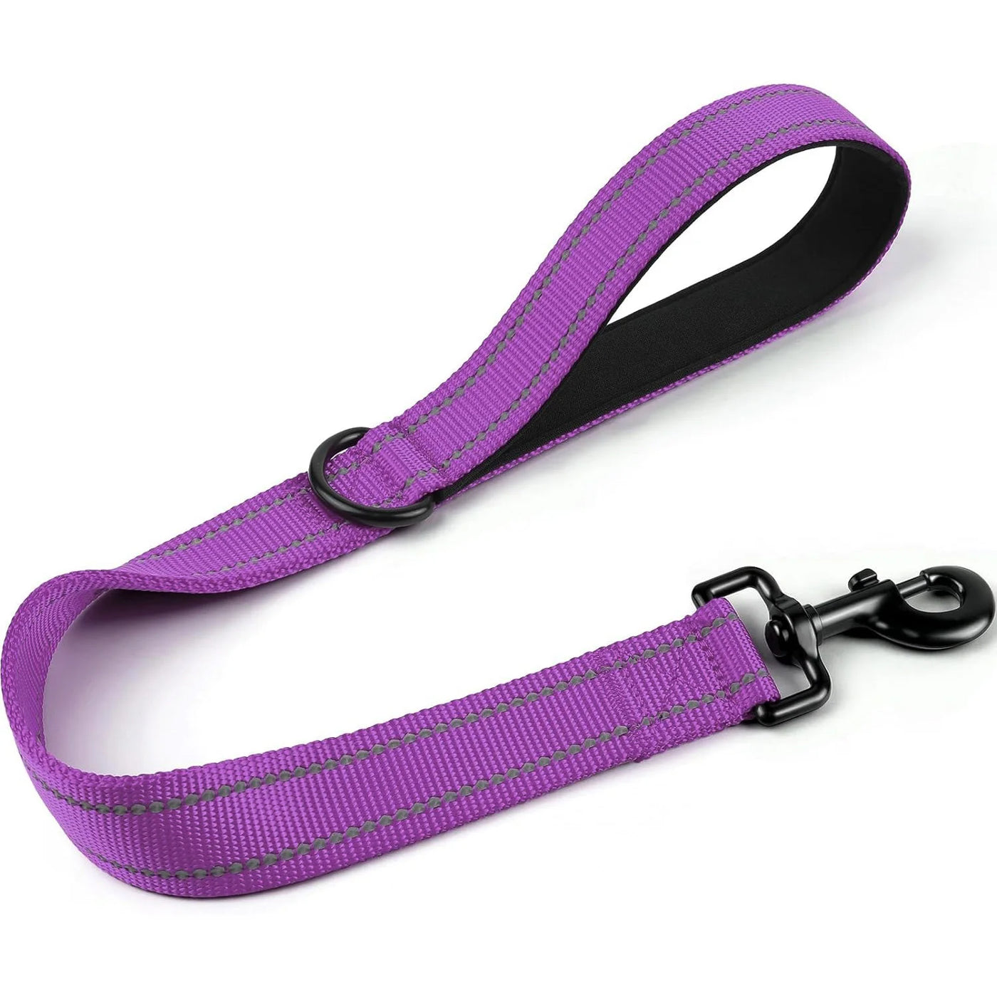 Short Dog Leash, Traffic Padded Handle, Heavy Duty Short Nylon Dog Lead For Training Control, Reflective Threads Pet Lea