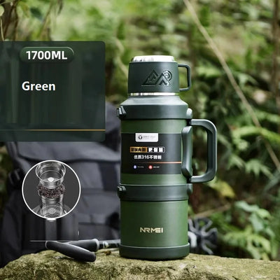 Stainless Steel Insulated Water Bottle with Handle Outdoor Portable Large Capacity Thermos Bottle,Keep Hot and Cold for 72H