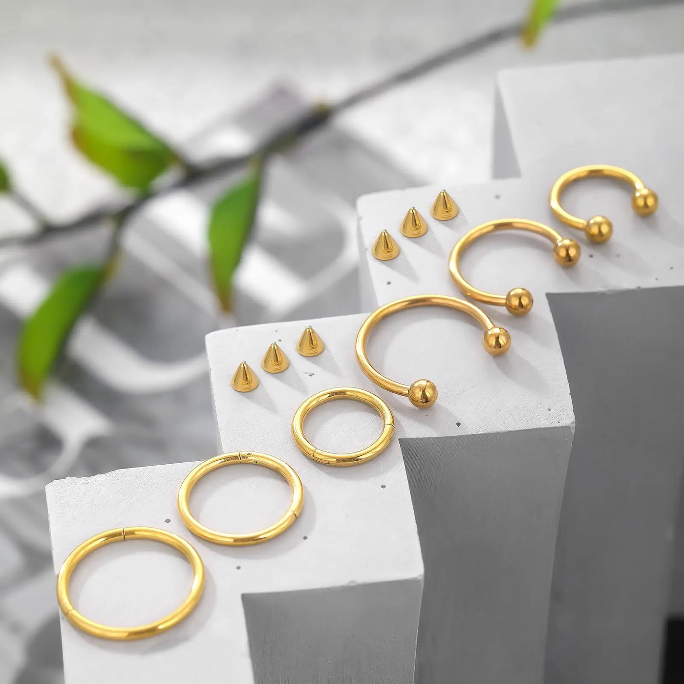 1/6/12PCS Nose Septum Rings 16G Surgical Steel Nose Piercing Jewelry 8mm 10mm 12mm Horseshoe Lip Earring Eyebrow Hoop Gold