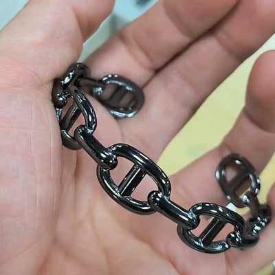 Titanium - Steel Gold - Plated C - Shaped Bangle For Women.