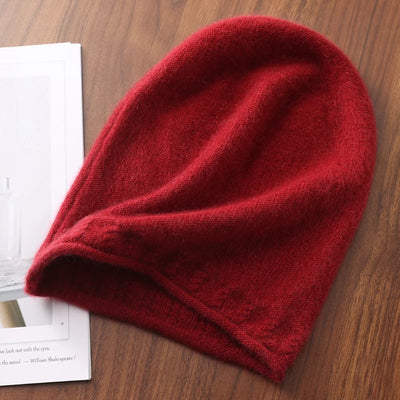 Winter Hat Regardless Of Gender 100% Merino Wool Knitted 2024 New Women's Soft Warm Bean Hat Fashion Outdoor Curly-brimmed Hat