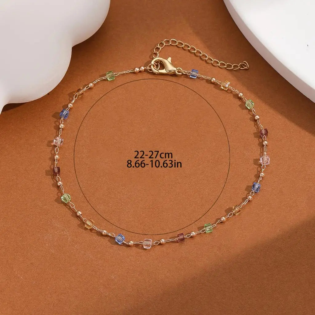 Kinitial Exquisite and fashionable laser plated ankle chains with eighteen colorful ankle chains for her anniversary gift