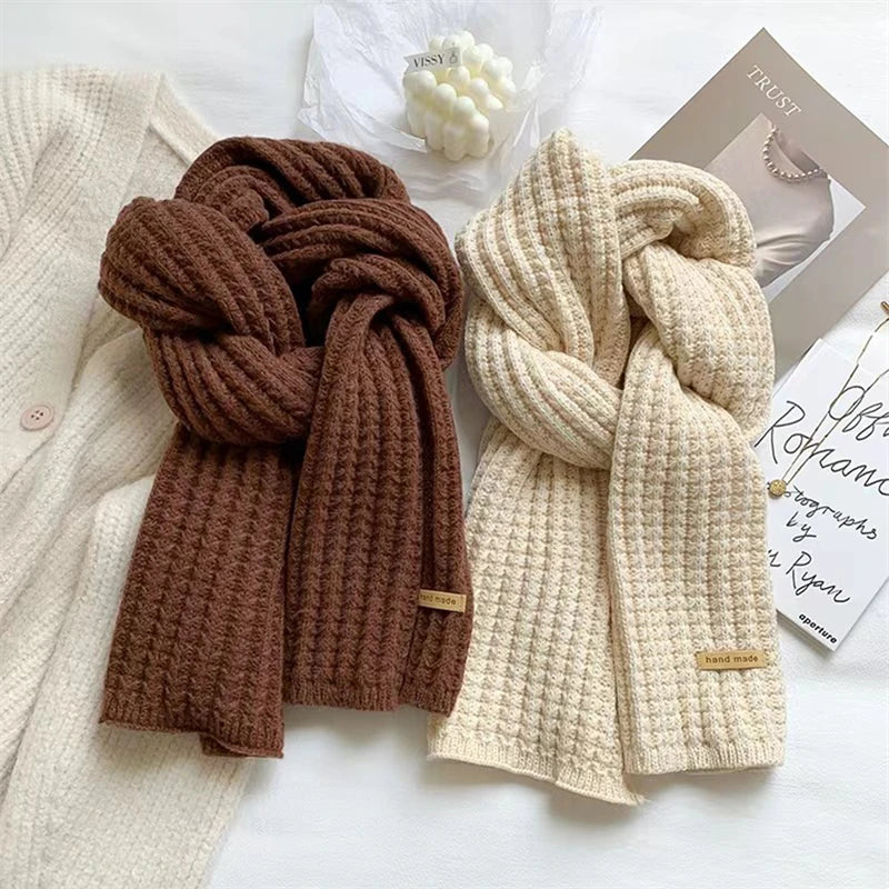 Winter Scarf Women Mens Thick Cable Knit Wrap Chunky Long Warm Scarf for Travel Office Warm Cashmere Scarves Neckercheif