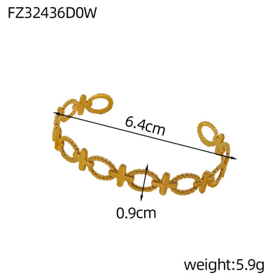 Titanium - Steel Gold - Plated C - Shaped Bangle For Women.