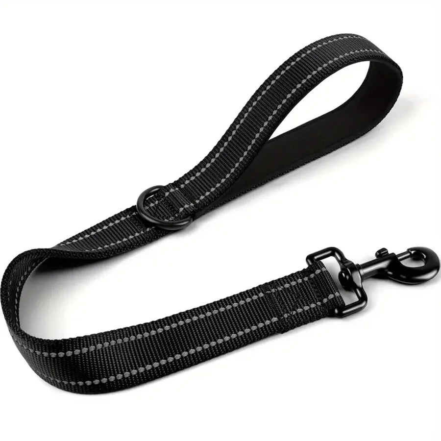 Short Dog Leash, Traffic Padded Handle, Heavy Duty Short Nylon Dog Lead For Training Control, Reflective Threads Pet Lea