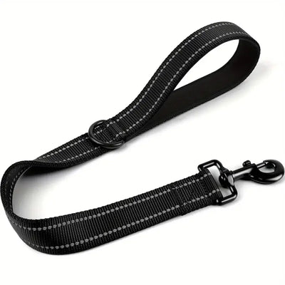 Short Dog Leash, Traffic Padded Handle, Heavy Duty Short Nylon Dog Lead For Training Control, Reflective Threads Pet Lea
