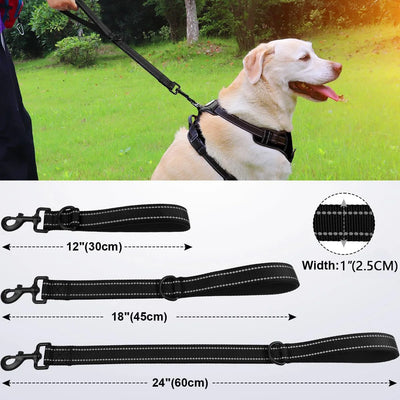 Short Dog Leash, Traffic Padded Handle, Heavy Duty Short Nylon Dog Lead For Training Control, Reflective Threads Pet Lea