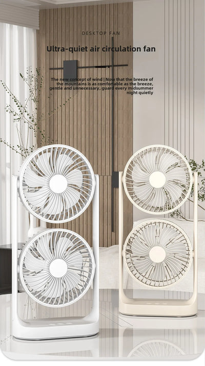 2025 new dual head desktop fan, high wind power air circulation fan, office dormitory double-layer fan