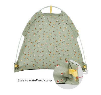 Pet Dog Tent House Floral Print Enclosed Cat Tent Bed Indoor Folding Portable Comfortable Kitten Bed Kennel For Small Pets
