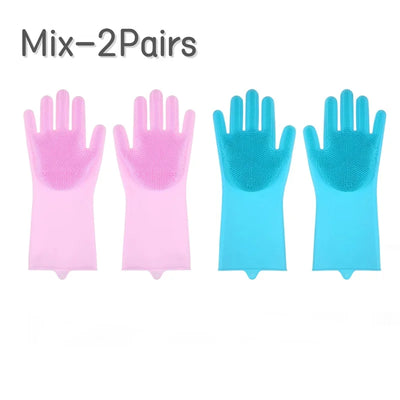 Pet Grooming Cleaning Gloves Dog Cat Bathing Shampoo Glove Scrubber Magic Dishwashing Cleanner Sponge Silicon Hair Removal Glove