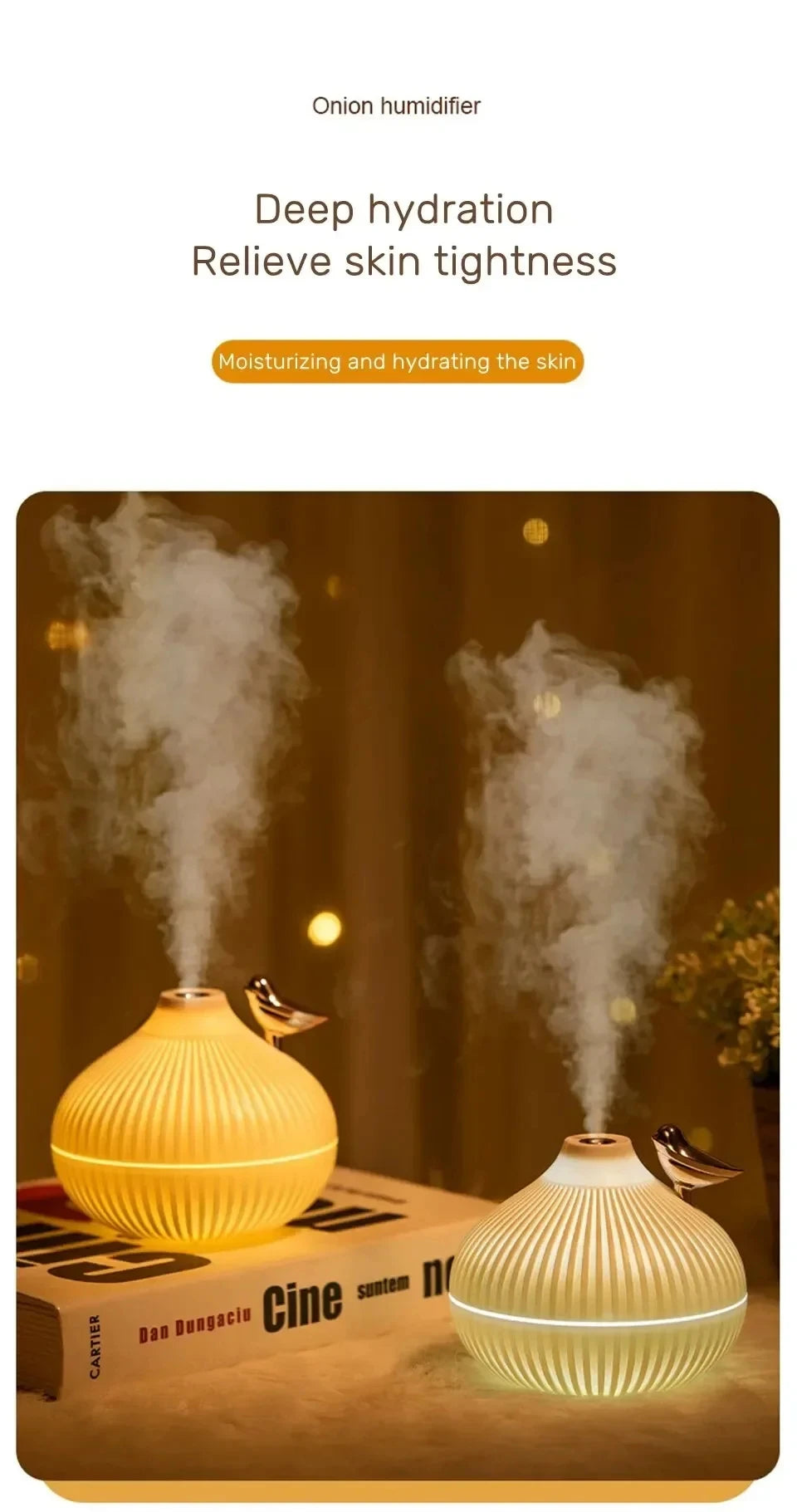 Humidifier Scented  Creative Onion Shape Can Do Night Light Quiet Sleep Desktop Office Air Conditioning Room Water Supply USB ﻿