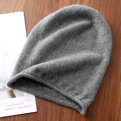 Winter Hat Regardless Of Gender 100% Merino Wool Knitted 2024 New Women's Soft Warm Bean Hat Fashion Outdoor Curly-brimmed Hat