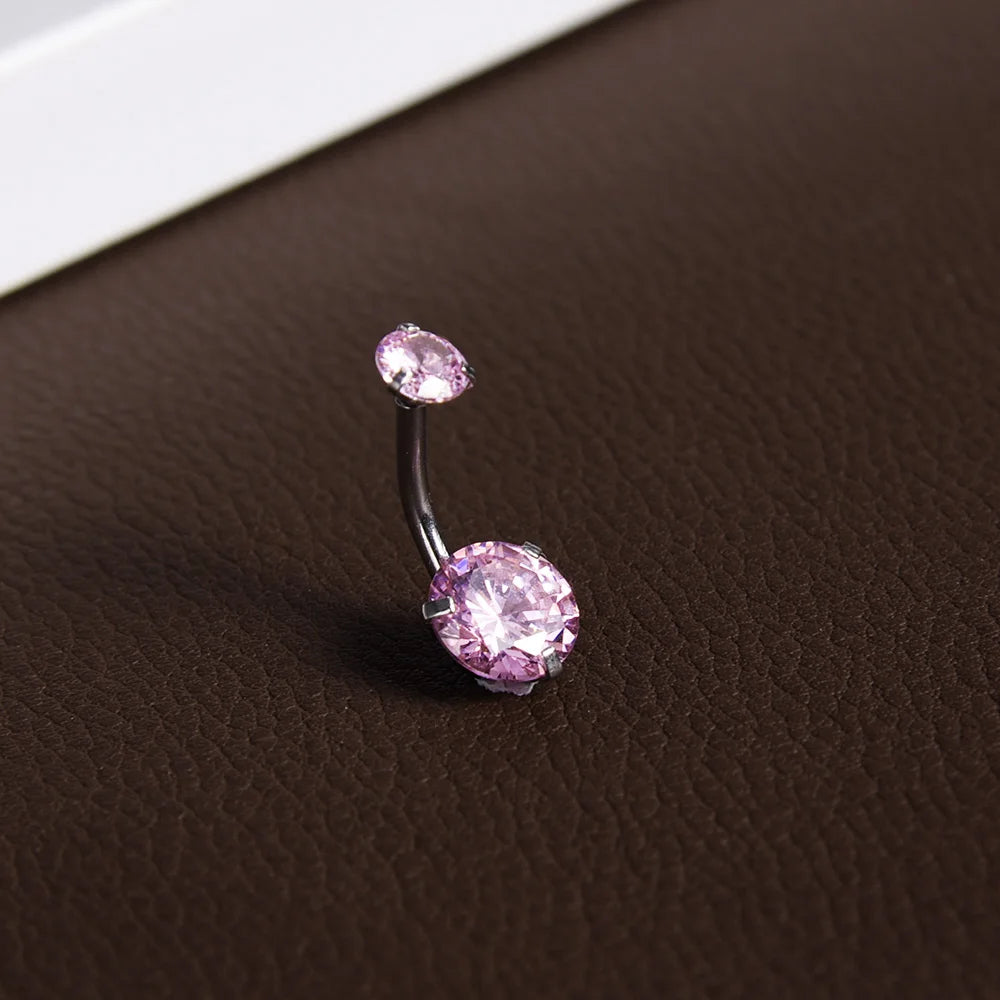 Steel Belly Button Rings Pink Crystal Piercing Navel Heart Style Navel Piercing Earring Belly Piercing Sexy Body Jewelry Ombligo