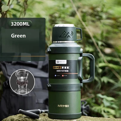 Stainless Steel Insulated Water Bottle with Handle Outdoor Portable Large Capacity Thermos Bottle,Keep Hot and Cold for 72H