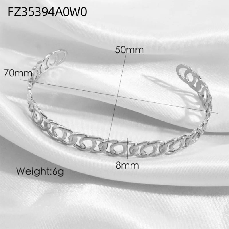 Titanium - Steel Gold - Plated C - Shaped Bangle For Women.