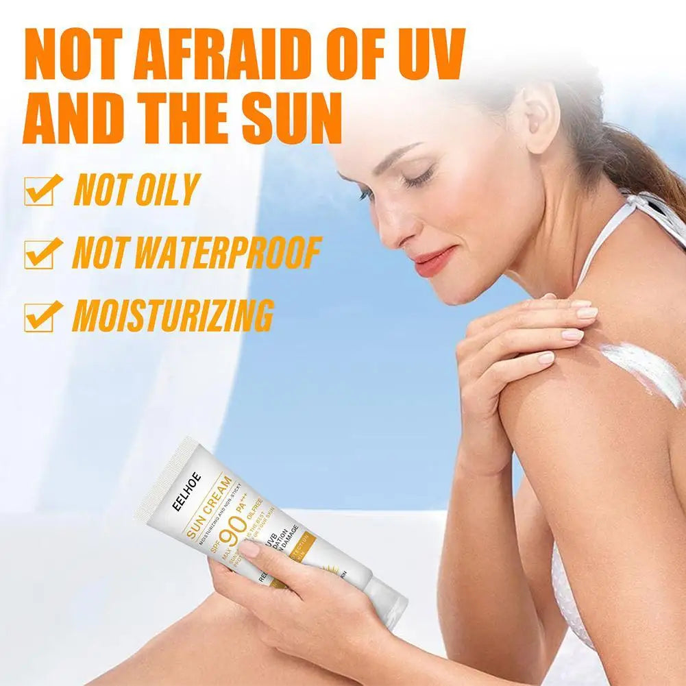 Whitening Sunscreen SPF90+ UV Protection Sun Screen Lsolation Moisturizing Brightening Face Body Arms Thighs Sunblock Skin Care