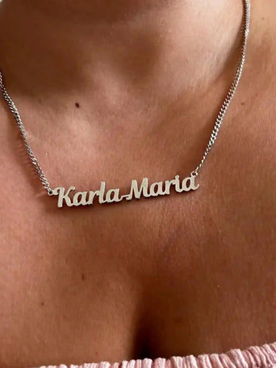 Personalised 18K Gold Name Necklace with Curb Chain, Custom Gothic Name Necklace, Birthday Gift for her, Christmas Gift for Her