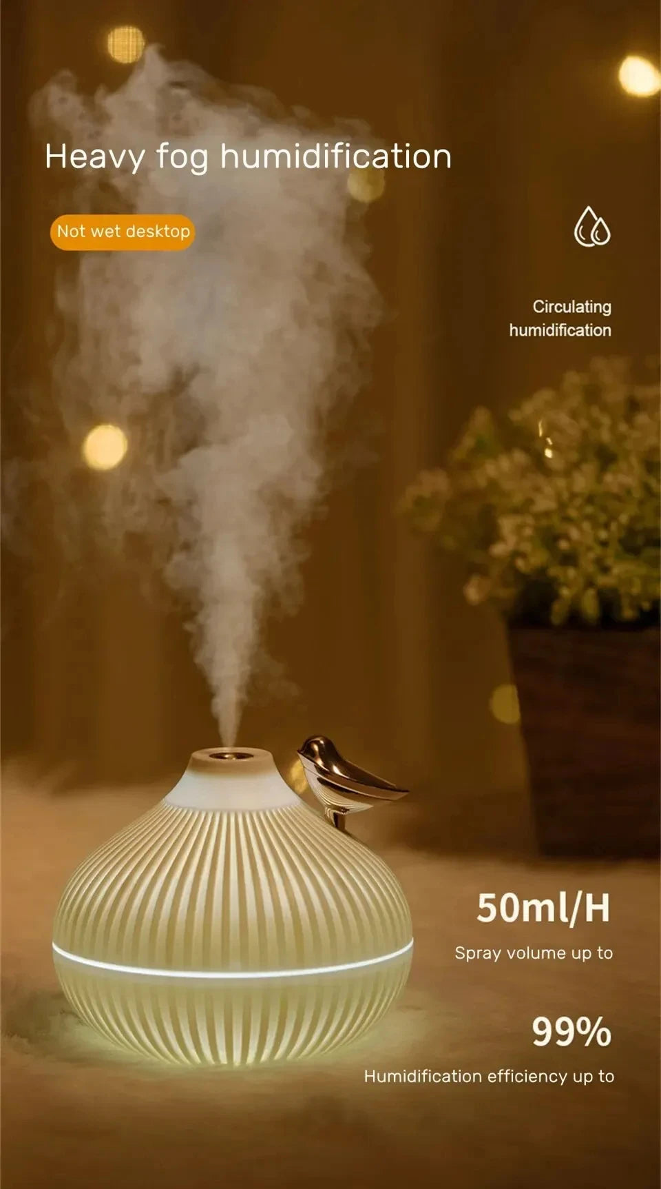 Humidifier Scented  Creative Onion Shape Can Do Night Light Quiet Sleep Desktop Office Air Conditioning Room Water Supply USB ﻿