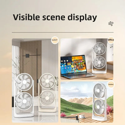 2025 new dual head desktop fan, high wind power air circulation fan, office dormitory double-layer fan