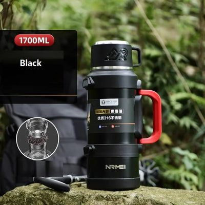 Stainless Steel Insulated Water Bottle with Handle Outdoor Portable Large Capacity Thermos Bottle,Keep Hot and Cold for 72H