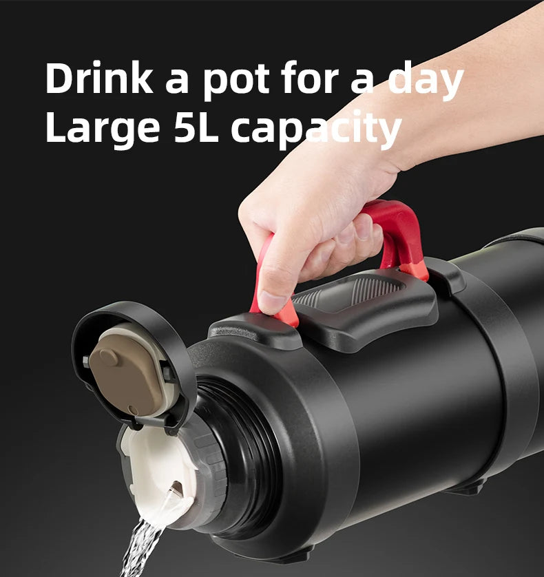 Stainless Steel Insulated Water Bottle with Handle Outdoor Portable Large Capacity Thermos Bottle,Keep Hot and Cold for 72H