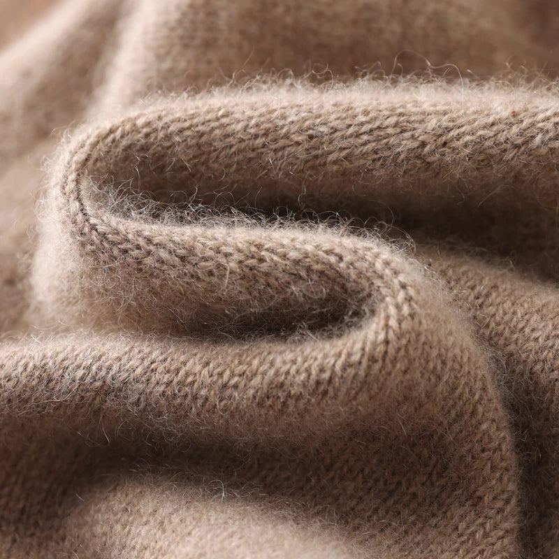 Winter Hat Regardless Of Gender 100% Merino Wool Knitted 2024 New Women's Soft Warm Bean Hat Fashion Outdoor Curly-brimmed Hat