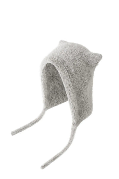 Winter Mink Velvet Fur Beanies for Women Men Cute Bear Ear Knitted Hat Crimped Straps Pullover Hat Hoody Balaclava Mom Gift