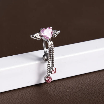 Steel Belly Button Rings Pink Crystal Piercing Navel Heart Style Navel Piercing Earring Belly Piercing Sexy Body Jewelry Ombligo