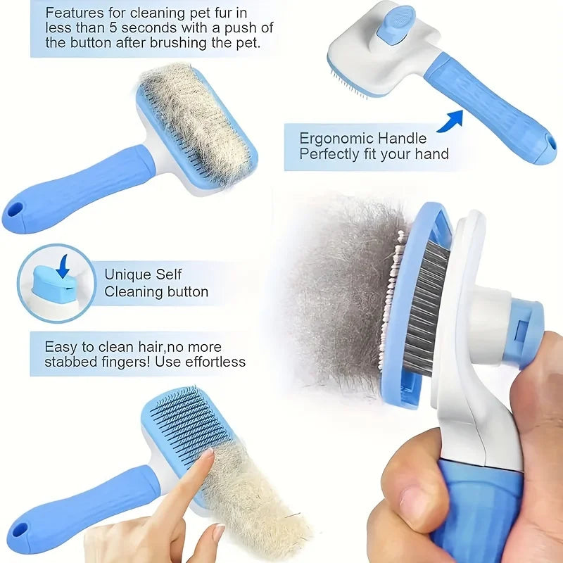 Pet Hair Remover Brush - Effective Shedding Control Gentle Deshedding Comb for Dogs Cats Long Hair Grooming Daily Use & Bathing