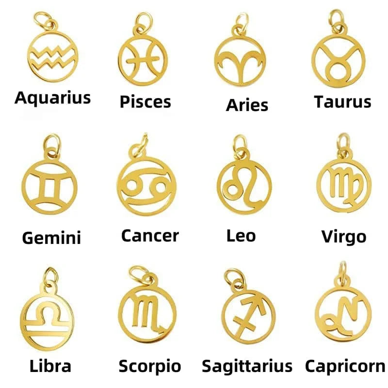 12 Zodiac Constellation Natural Stone Amazonite Beads Charm Strand Bracelet for Women Gold Plated Fashion Jewelry Gifts