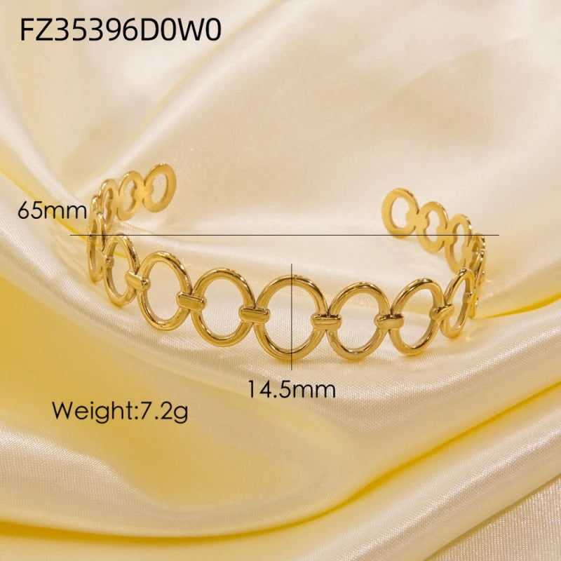 Titanium - Steel Gold - Plated C - Shaped Bangle For Women.