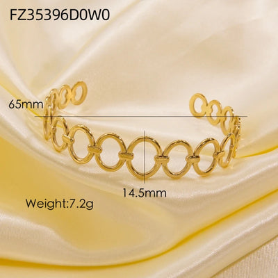 Titanium - Steel Gold - Plated C - Shaped Bangle For Women.