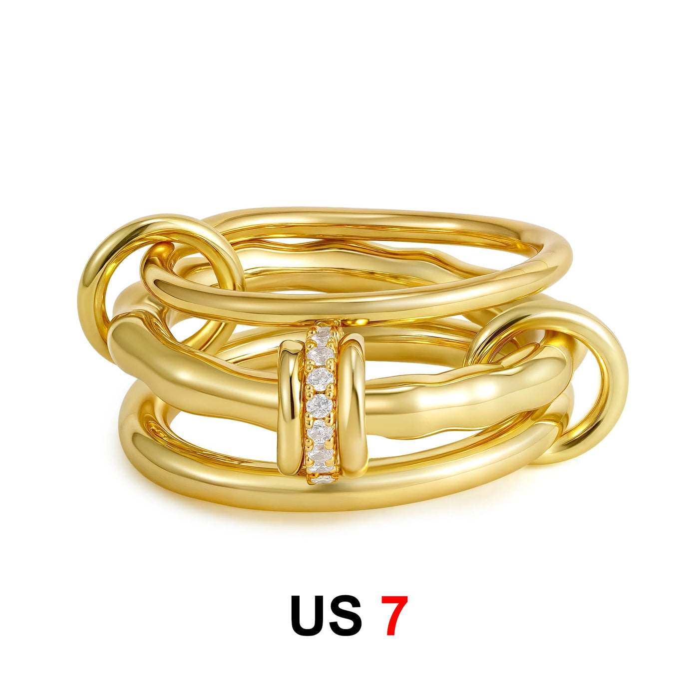 Dainty Stackable Rings for Women Luxury CZ Zircon Shiny Round Circle Ring Paper Clip Simple Combination Jewelry Gifts Wholesale