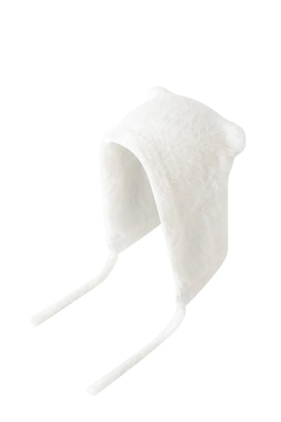 Winter Mink Velvet Fur Beanies for Women Men Cute Bear Ear Knitted Hat Crimped Straps Pullover Hat Hoody Balaclava Mom Gift